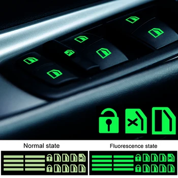 Автомобилна луминесцентна светещ бутон Стикер рамката на прозорец лифт нощен ключ за безопасност стикер в автомобилния стил дооснащение декоративни аксесоари за автомобили