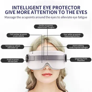 Интелигентна защита за очите, вибриращи горещ компрес, музикален масажор за очи, Bluetooth, облекчава умората на очите