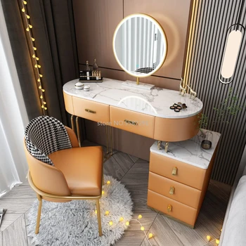 Луксозен тоалетка за спалня Модерен минималистичен масичка за грим Вграден гардероб в скандинавски стил, Малък апартамент, Масичка за съхранение Тоалетка