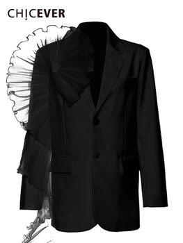 Луксозни палта с декоративни набори за жени, назъбена яка, дизайнерски минималистичные блейзери с дълъг ръкав, женски пролетен стил 2022