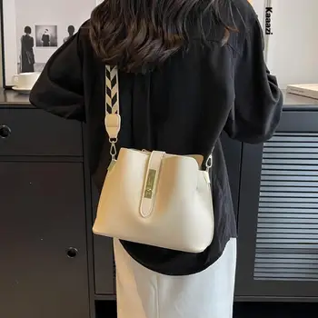 Нови дамски чанти 2023, дизайнерски луксозни чанти през рамо, широка и дълга презрамка, модерна чанта през рамо от изкуствена кожа, ежедневни