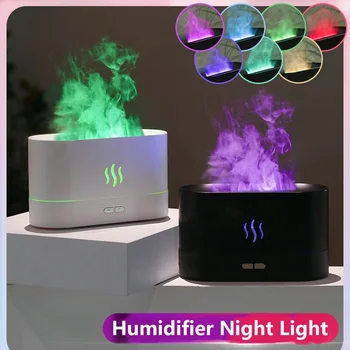 Овлажнител за въздух с нощно осветление, ултразвуков овлажнител на въздуха с led подсветка, която симулира цветната машина пламък, USB за малкия домашна употреба